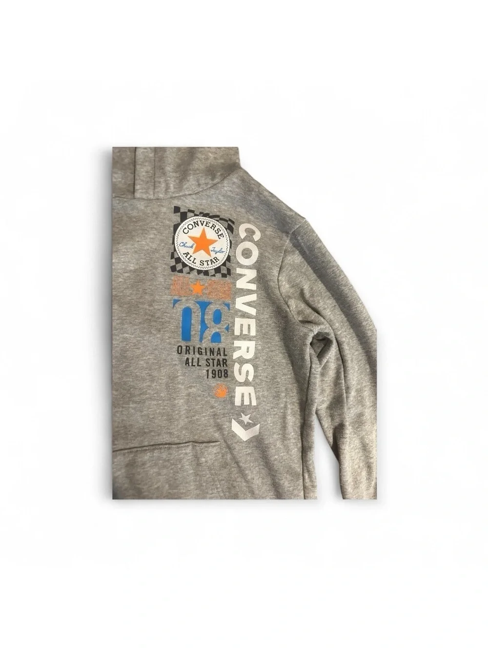 Converse Gray Hoodie with Graphic Print Gray Orange Sweatshirts & Hoodies Size L